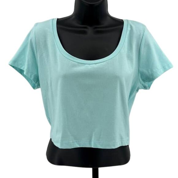 Wild Fable Cropped T-Shirt WMNS XL Pullover Mint Green Short Sleeve Scoop Neck - Picture 1 of 6